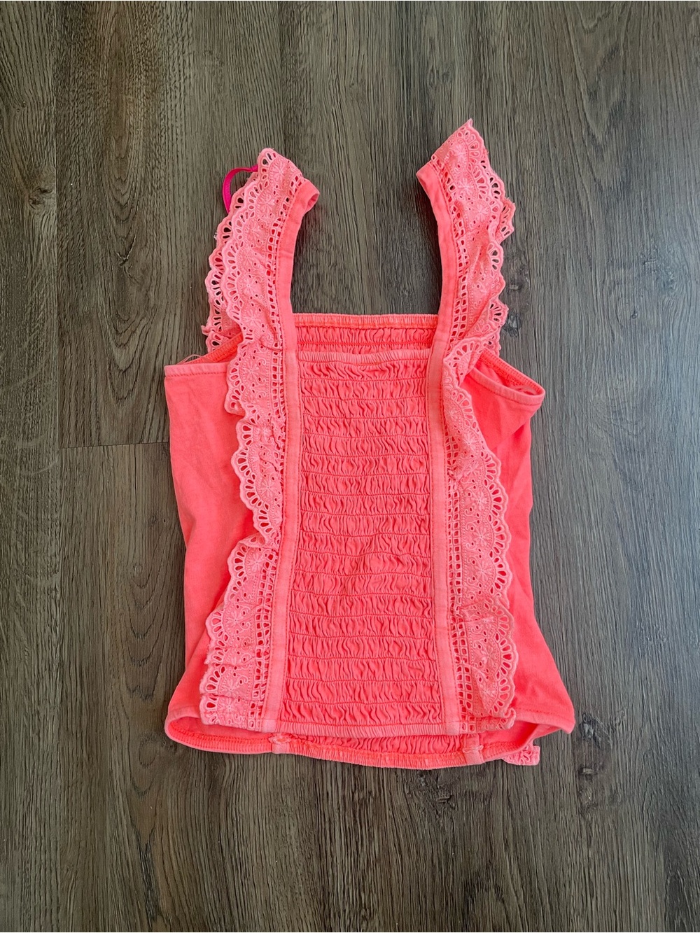 Justice Coral Pink Ruffle-Trim Tank Top Gurls Size 7/8